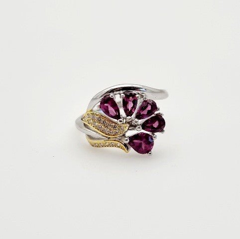 Anillo de Granate Rodolita y cubic zirconia - Anillos