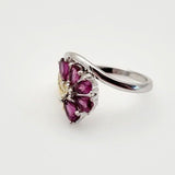 Anillo de Granate Rodolita y cubic zirconia - Anillos