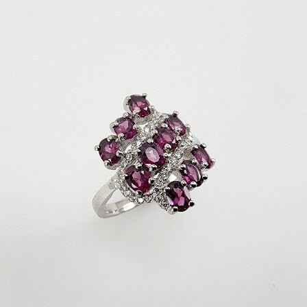 Anillo de Granate Rodolita y cubic zirconia - Anillos