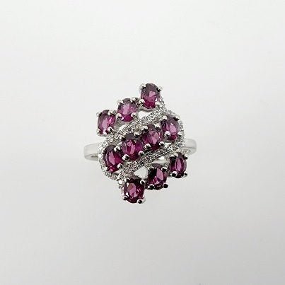 Anillo de Granate Rodolita y cubic zirconia - Anillos