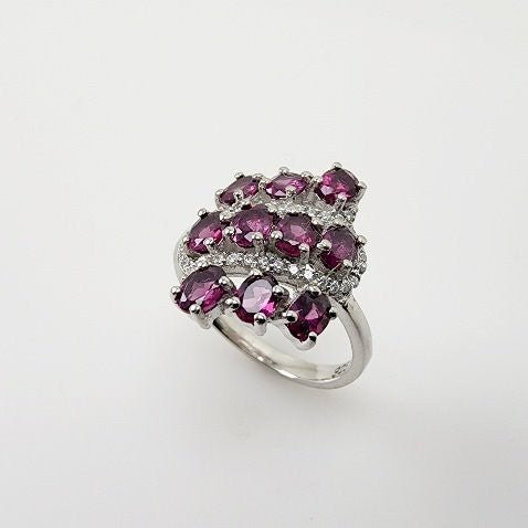 Anillo de Granate Rodolita y cubic zirconia - Anillos