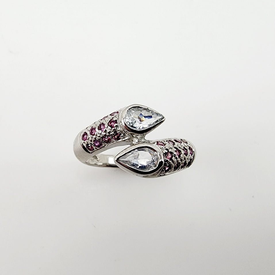Anillo de Granate Rodolita y Topacio Blanco - Anillos