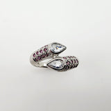 Anillo de Granate Rodolita y Topacio Blanco - Anillos