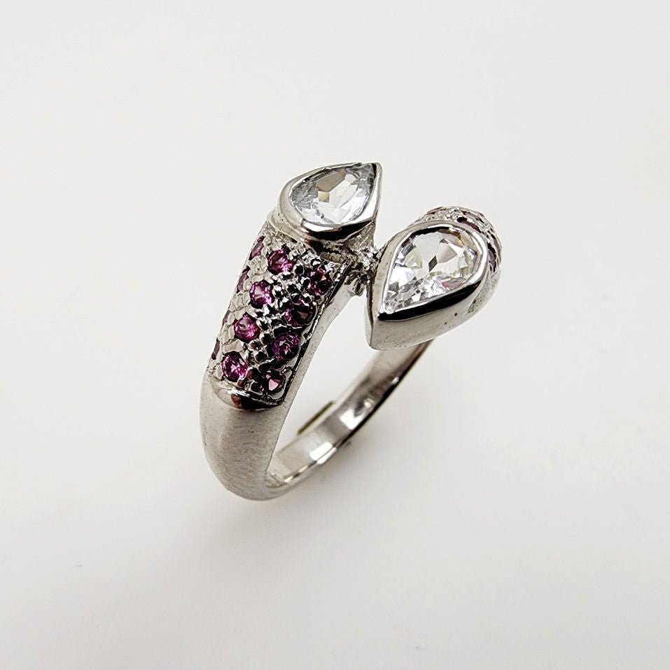Anillo de Granate Rodolita y Topacio Blanco - Anillos