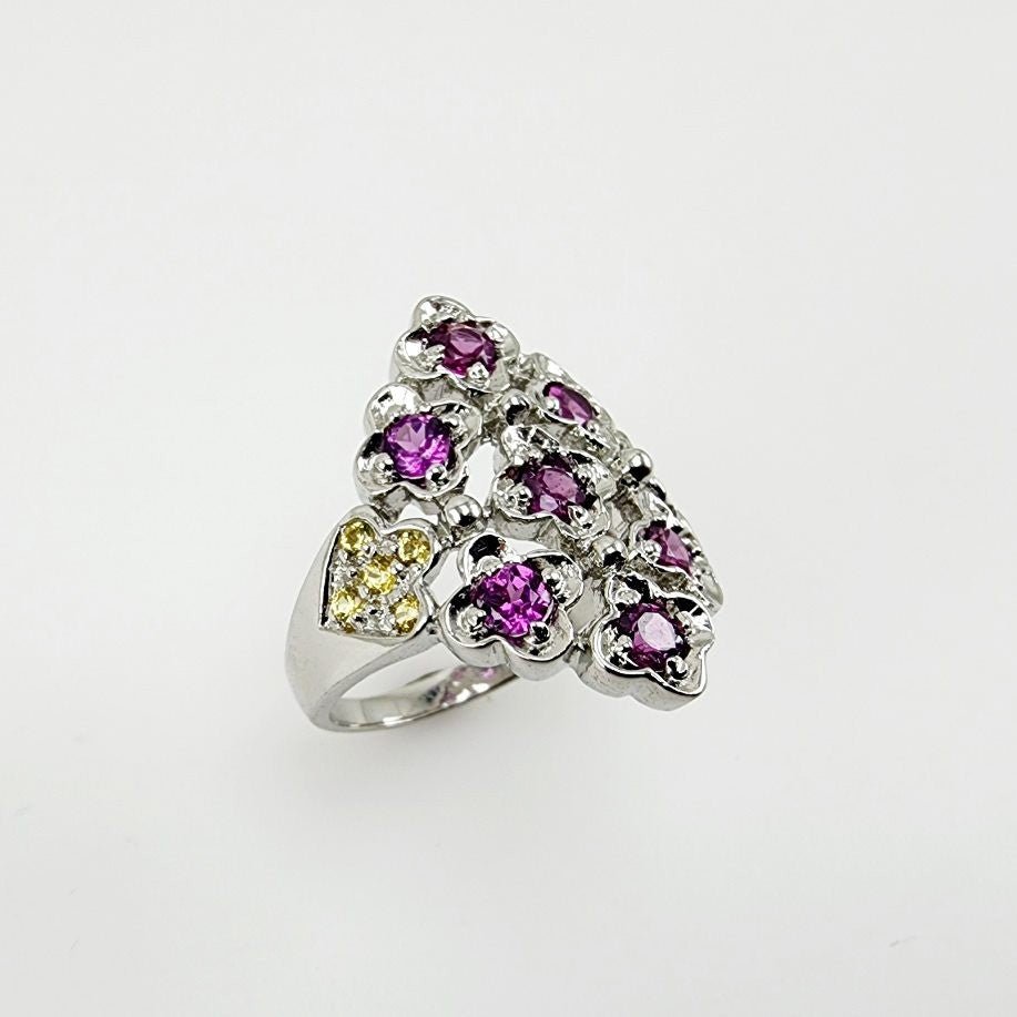 Anillo de Granate Rodolita y Zafiro - Anillos