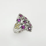 Anillo de Granate Rodolita y Zafiro - Anillos