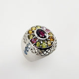 Anillo de Granate, Turmalinas y Topacio azul - Anillos