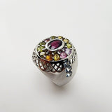 Anillo de Granate, Turmalinas y Topacio azul - Anillos