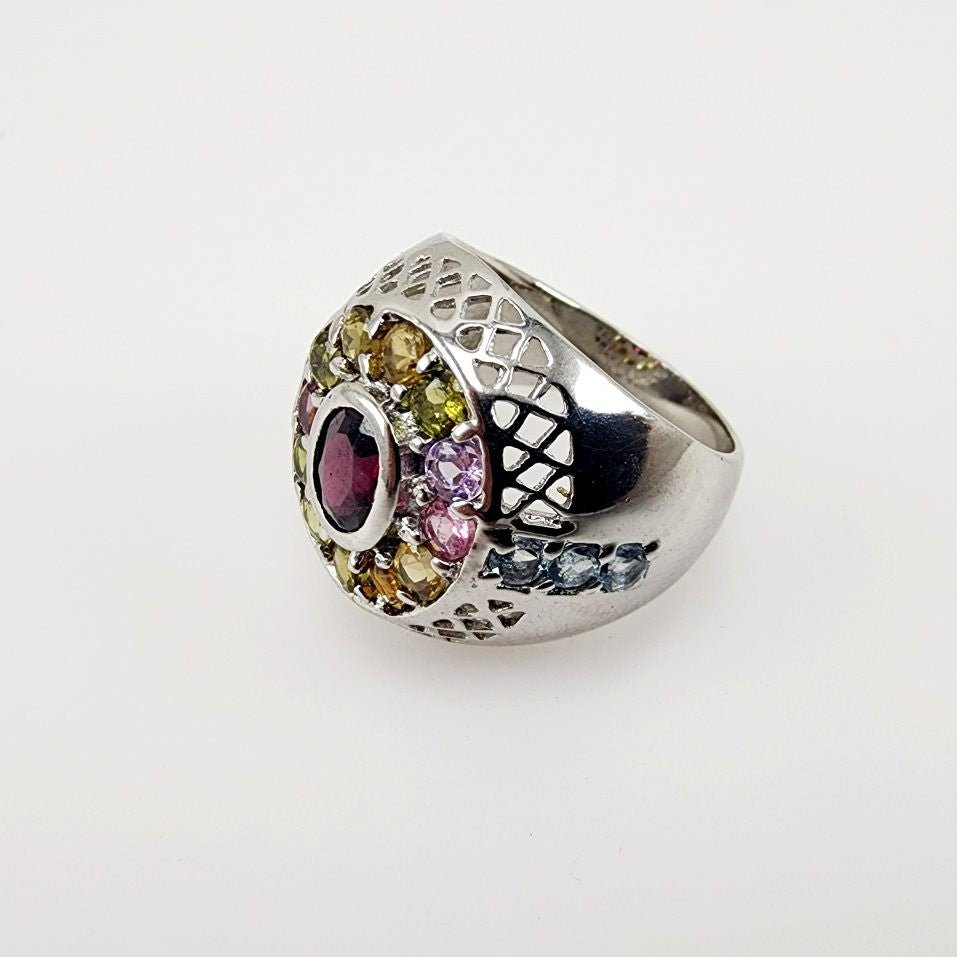 Anillo de Granate, Turmalinas y Topacio azul - Anillos