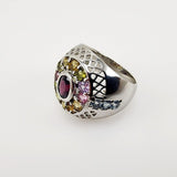 Anillo de Granate, Turmalinas y Topacio azul - Anillos