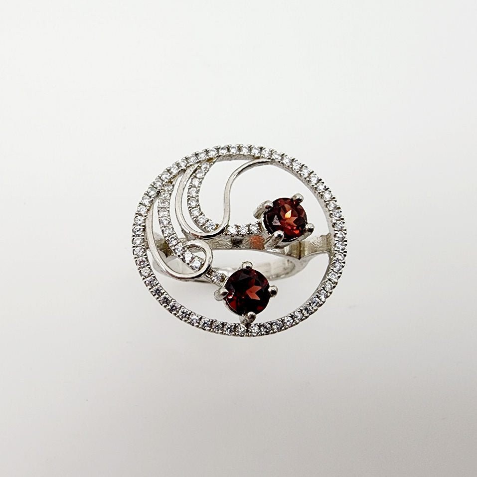 Anillo de Granate y cubic zirconia - Anillos