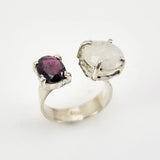 Anillo Granate y Piedra Luna Plata 950 - Anillos