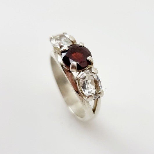 Anillo Granate y Topacio Blanco Plata 925 - Anillos