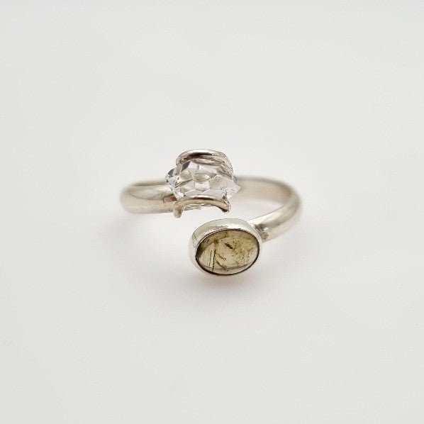 Anillo de Herkimer y turmalina - Anillos