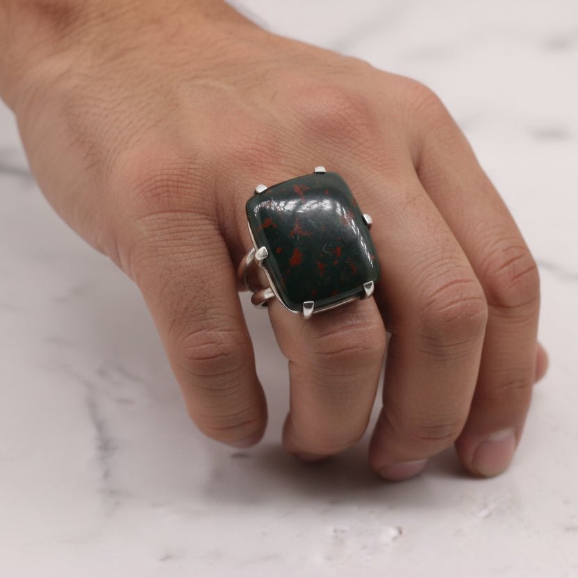 Anillo de Jaspe Sanguíneo (Heliotropo) - Anillos