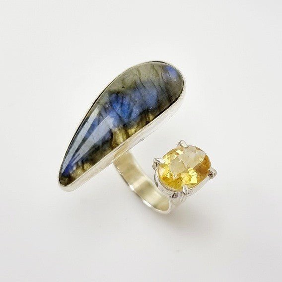 Anillo de Labradorita y citrino - Anillos