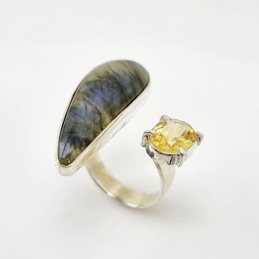 Anillo de Labradorita y citrino - Anillos