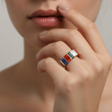 Anillo de Lapislázuli, Nacar, Turquesa, Rodocrosita y Rodonita - Anillos