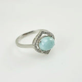 Anillo de Larimar y cubic zirconia - Anillos