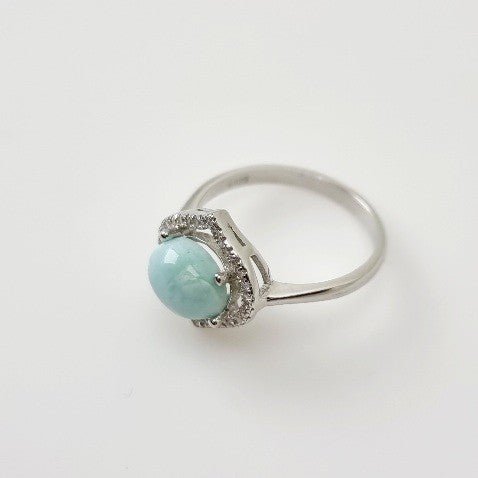 Anillo de Larimar y cubic zirconia - Anillos