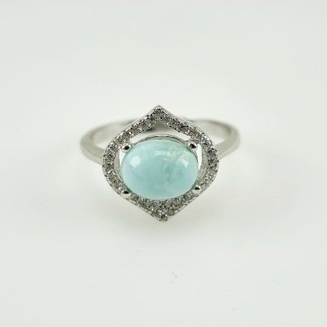Anillo de Larimar y cubic zirconia - Anillos