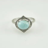 Anillo de Larimar y cubic zirconia - Anillos