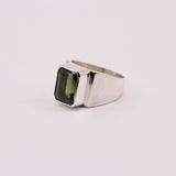 Anillo de Moldavita en Oro 18k Talla N°18 con gema ovalada verde I Anillos