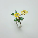 Anillo de Nacar, esmeraldas y cubic zirconia - Anillos