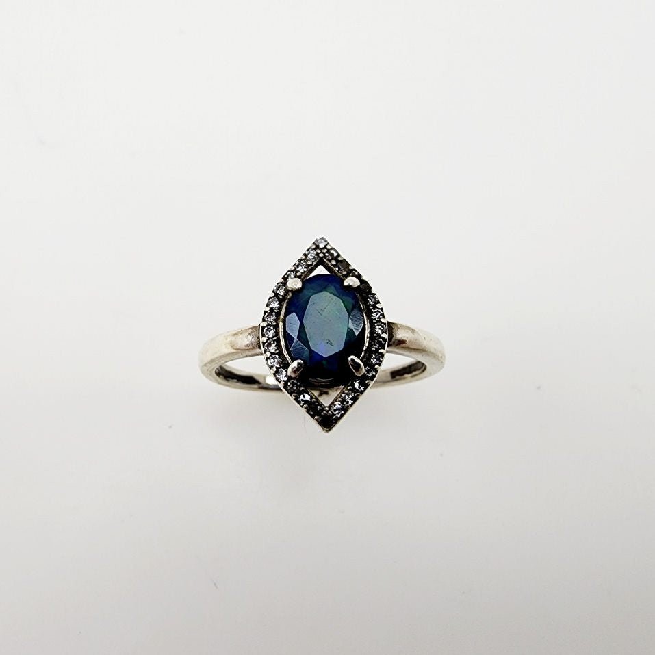 Anillo de Ópalo Azul y cubic zirconia - Anillos