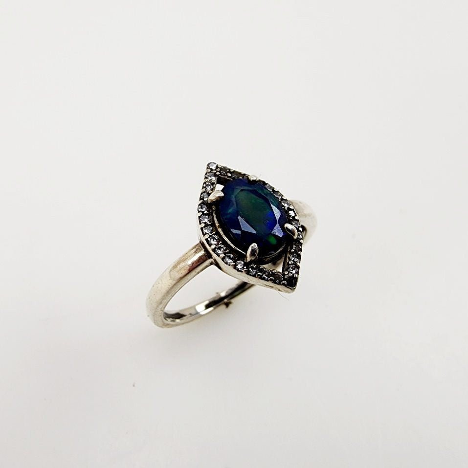 Anillo de Ópalo Azul y cubic zirconia - Anillos