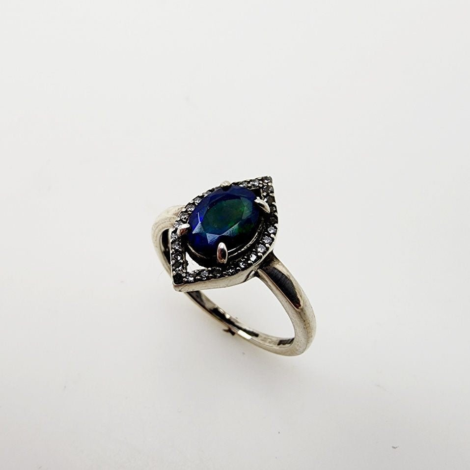 Anillo de Ópalo Azul y cubic zirconia - Anillos