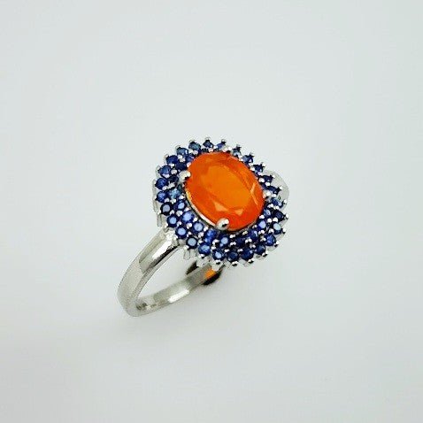 Anillo de Ópalo De Fuego y zafiro - Anillos