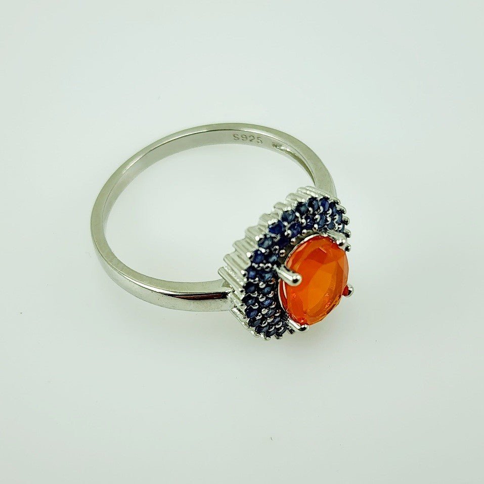 Anillo de Ópalo De Fuego y zafiro - Anillos