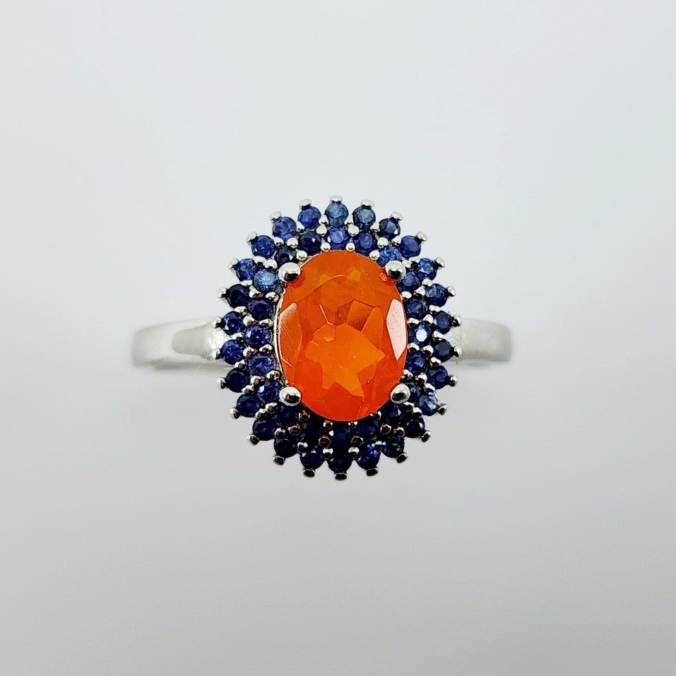 Anillo de Ópalo De Fuego y zafiro - Anillos