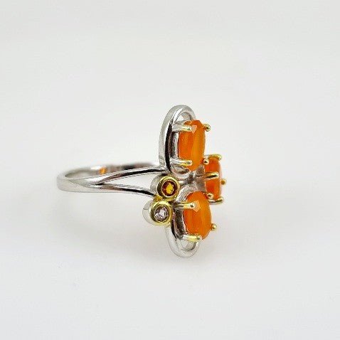 Anillo de Ópalo De Fuego y zafiros de colores - Anillos