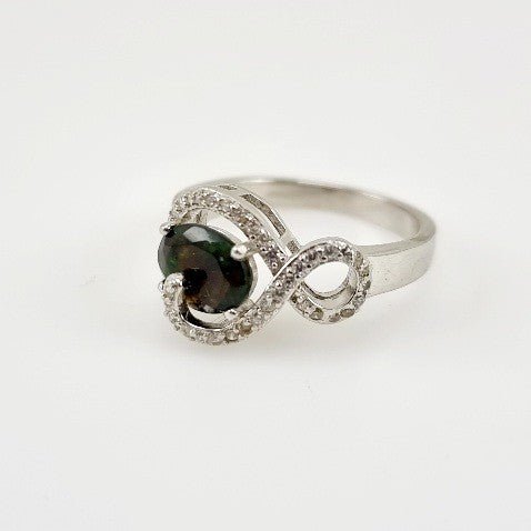 Anillo de Ópalo Negro Australiano y cubic zirconia - Anillos