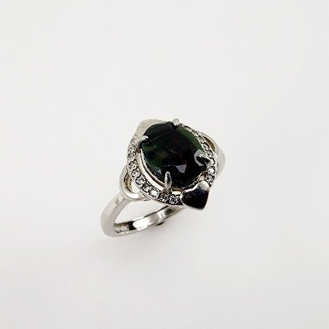 Anillo de Ópalo negro y cubic zirconia - Anillos