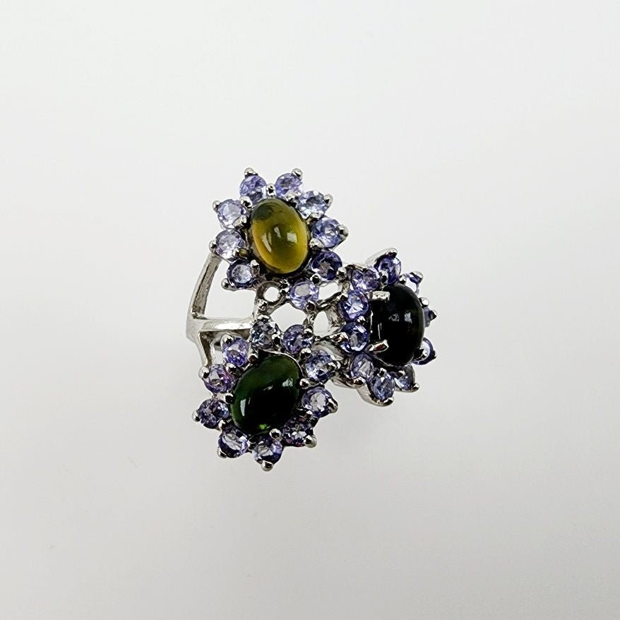 Anillo de Ópalo negro y Tanzanita - Anillos