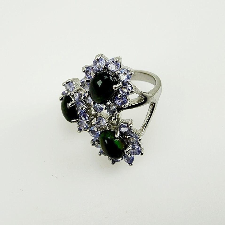 Anillo de Ópalo negro y Tanzanita - Anillos