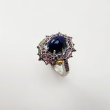 Anillo de Ópalo negro y turmalinas - Anillos