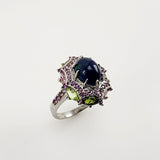 Anillo de Ópalo negro y turmalinas - Anillos