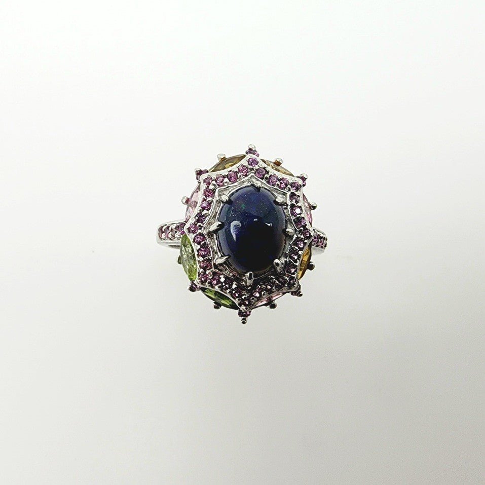 Anillo de Ópalo negro y turmalinas - Anillos