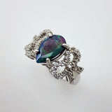 Anillo de Ópalo negro y Zirconia cúbica - Anillos