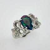 Anillo de Ópalo negro y Zirconia cúbica - Anillos