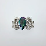 Anillo de Ópalo negro y Zirconia cúbica - Anillos