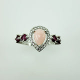 Anillo de Opalo rosa, Granate Rodolita y topacio blanco - Anillos