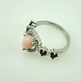 Anillo de Opalo rosa, Granate Rodolita y topacio blanco - Anillos