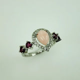 Anillo de Opalo rosa, Granate Rodolita y topacio blanco - Anillos