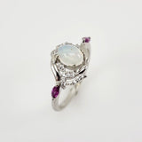 Anillo de Ópalo Welo, granate rodolita y cubic zirconia - Anillos