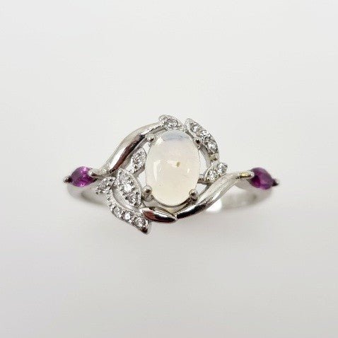 Anillo de Ópalo Welo, granate rodolita y cubic zirconia - Anillos